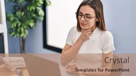  Presentation with pain - Slides consisting of young-beautiful-hispanic-woman-business background and a coral colored foreground