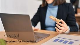  Presentation with energy bar - Slides consisting of young-beautiful-hispanic-woman-business background and a coral colored foreground