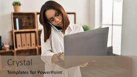  Presentation with beautiful hispanic woman - Theme featuring young-beautiful-hispanic-woman-business and a coral colored foreground