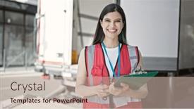  Presentation with confident young hispanic woman - PPT theme having young-beautiful-hispanic-woman-courier background and a soft green colored foreground