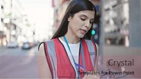  Presentation with beautiful hispanic woman - Presentation enhanced with young-beautiful-hispanic-woman-courier background and a coral colored foreground