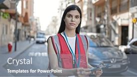  Presentation with beautiful hispanic woman - Slide set with young-beautiful-hispanic-woman-courier background and a gray colored foreground