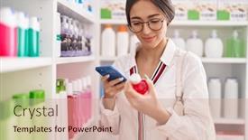  Presentation with beautiful hispanic woman - PPT layouts consisting of young-beautiful-hispanic-woman-customer background and a soft green colored foreground