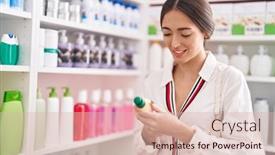  Presentation with shampoo - Theme having young-beautiful-hispanic-woman-customer background and a lemonade colored foreground
