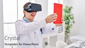  Presentation with beautiful hispanic woman - Theme consisting of young-beautiful-hispanic-woman-doctor background and a light gray colored foreground