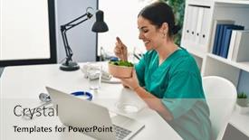  Presentation with confident young hispanic woman - Slide deck having young-beautiful-hispanic-woman-doctor background and a  colored foreground