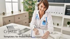  Presentation with xray - Slides having young-beautiful-hispanic-woman-doctor background and a soft green colored foreground