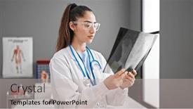  Presentation with xray - Presentation featuring young-beautiful-hispanic-woman-doctor background and a light gray colored foreground