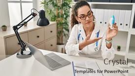  Presentation with nasal - PPT theme with young-beautiful-hispanic-woman-doctor background and a soft green colored foreground