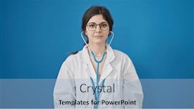 Presentation with beautiful hispanic woman - Slide deck consisting of young-beautiful-hispanic-woman-doctor background and a light blue colored foreground