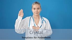 Presentation with chest - Slide deck featuring young-beautiful-hispanic-woman-doctor background and a light blue colored foreground