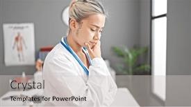  Presentation with beautiful hispanic woman - PPT theme consisting of young-beautiful-hispanic-woman-doctor background and a light gray colored foreground