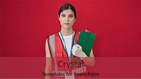  Presentation with beautiful hispanic woman - Presentation theme consisting of young-beautiful-hispanic-woman-doctor background and a red colored foreground