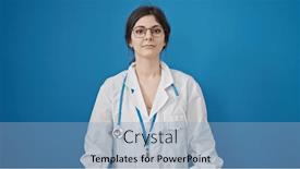  Presentation with beautiful hispanic woman - Presentation theme consisting of young-beautiful-hispanic-woman-doctor background and a light blue colored foreground