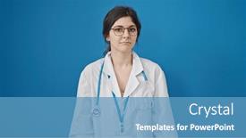  Presentation with beautiful hispanic woman - Slides enhanced with young-beautiful-hispanic-woman-doctor background and a teal colored foreground