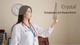  Presentation with xray - PPT layouts having young-beautiful-hispanic-woman-doctor background and a soft green colored foreground