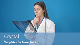  Presentation with xray - Presentation theme with young-beautiful-hispanic-woman-doctor background and a teal colored foreground