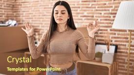  Presentation with beautiful hispanic woman - Presentation design consisting of young-beautiful-hispanic-woman-doing background and a tawny brown colored foreground