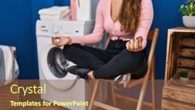  Presentation with laundry room - Presentation with young-beautiful-hispanic-woman-doing background and a tawny brown colored foreground