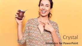  Presentation with infusion - Amazing presentation theme having young-beautiful-hispanic-woman-drinking backdrop and a coral colored foreground