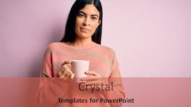  Presentation with confident young hispanic woman - Audience pleasing theme consisting of young-beautiful-hispanic-woman-drinking backdrop and a red colored foreground