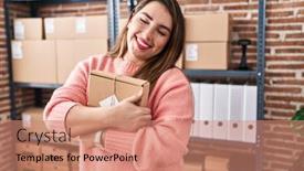  Presentation with ecommerce - Theme with young-beautiful-hispanic-woman-ecommerce background and a coral colored foreground