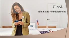  Presentation with beautiful hispanic woman - Slide set featuring young-beautiful-hispanic-woman-electoral background and a light gray colored foreground