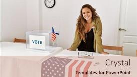 Presentation with confident young hispanic woman - Slide deck with young-beautiful-hispanic-woman-electoral background and a lemonade colored foreground