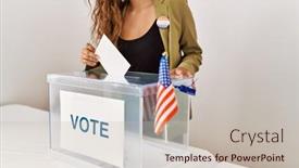  Presentation with vote - PPT theme enhanced with young-beautiful-hispanic-woman-electoral background and a soft green colored foreground