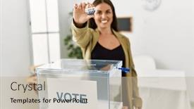  Presentation with president - Presentation theme enhanced with young-beautiful-hispanic-woman-electoral background and a mint green colored foreground