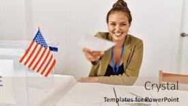  Presentation with president - PPT layouts having young-beautiful-hispanic-woman-electoral background and a mint green colored foreground