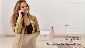  Presentation with president - Presentation design consisting of young-beautiful-hispanic-woman-electoral background and a coral colored foreground