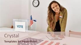  Presentation with beautiful hispanic woman - Presentation design with young-beautiful-hispanic-woman-electoral background and a lemonade colored foreground