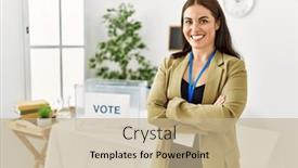  Presentation with beautiful hispanic woman - Presentation with young-beautiful-hispanic-woman-electoral background and a coral colored foreground