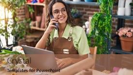  Presentation with beautiful hispanic woman - PPT theme enhanced with young-beautiful-hispanic-woman-florist background and a coral colored foreground