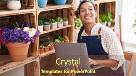  Presentation with confident young hispanic woman - Slides with young-beautiful-hispanic-woman-florist background and a tawny brown colored foreground