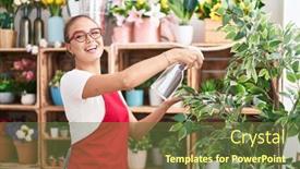  Presentation with diffuser - Slide set with young-beautiful-hispanic-woman-florist background and a tawny brown colored foreground