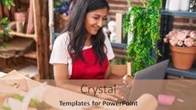  Presentation with confident young hispanic woman - Presentation theme having young-beautiful-hispanic-woman-florist background and a coral colored foreground