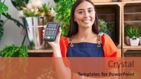  Presentation with confident young hispanic woman - PPT theme enhanced with young-beautiful-hispanic-woman-florist background and a red colored foreground