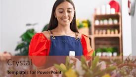  Presentation with diffuser - PPT theme with young-beautiful-hispanic-woman-florist background and a red colored foreground