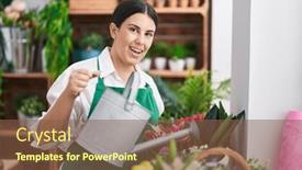  Presentation with flower woman - PPT theme enhanced with young-beautiful-hispanic-woman-florist background and a tawny brown colored foreground