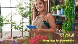  Presentation with confident young hispanic woman - PPT theme enhanced with young-beautiful-hispanic-woman-florist background and a tawny brown colored foreground