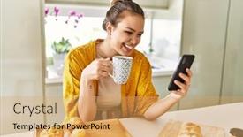  Presentation with beautiful hispanic woman - PPT theme featuring young-beautiful-hispanic-woman-having background and a yellow colored foreground