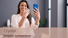  Presentation with beautiful hispanic woman - Presentation design enhanced with young-beautiful-hispanic-woman-having background and a coral colored foreground