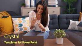  Presentation with beautiful hispanic woman - Slide deck with young-beautiful-hispanic-woman-having and a tawny brown colored foreground