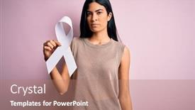  Presentation with lung cancer - Amazing slide deck having young-beautiful-hispanic-woman-holding backdrop and a coral colored foreground