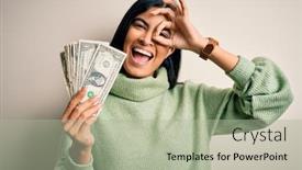  Presentation with beautiful hispanic woman - Slide deck consisting of young-beautiful-hispanic-woman-holding background and a mint green colored foreground