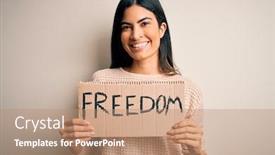  Presentation with protest - Colorful slide set enhanced with young-beautiful-hispanic-woman-holding backdrop and a coral colored foreground