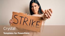  Presentation with protest - Colorful theme enhanced with young-beautiful-hispanic-woman-holding backdrop and a coral colored foreground