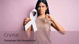  Presentation with lung cancer - Audience pleasing slide set consisting of young-beautiful-hispanic-woman-holding backdrop and a coral colored foreground